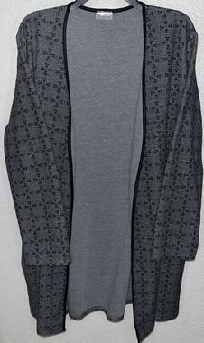 Gold Spark Waterfall Cardigan Women Oversized  Size Small Gray Black Trim